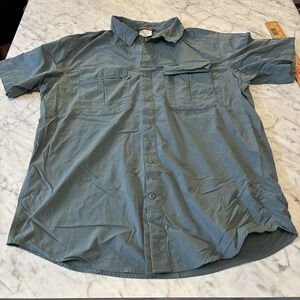 Columbia PFG Shirt Green Button Up Camp Outdoors Tactical Nylon Mens XL